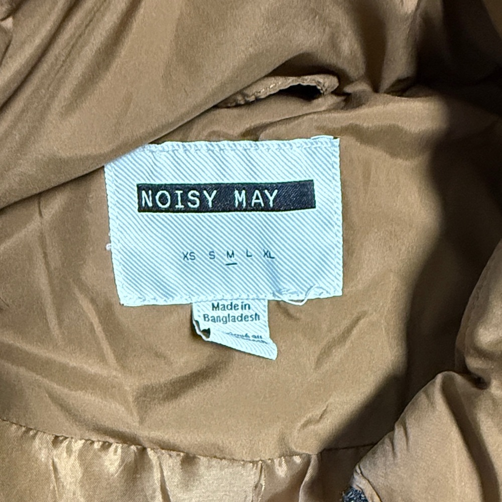 Noisy May Quilted Long Puffer Vest in Brown - Picture 2 of 3